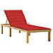 Lettino Da Giardino Con Cuscino Rosso In Legno Pino Impregnato - Foto miniatura 2
