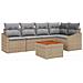Set di divani da giardino 6 pezzi con cuscini beige in polyrattan e acacia - Foto miniatura 1