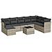 Set Divano da Giardino 9pz con Cuscini Grigio Chiaro Polyrattan - Foto miniatura 1