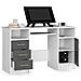 Scrivania ANA, 1 anta e 3 cassetti, 124x52x74 cm, Colore Bianco e Grigio Grafite - Foto miniatura 2