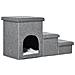 Scaletta Per Cani E Gatti 10kg Max A 3 Gradini Con Casetta Per Cani E Spazio Portaoggetti, 73.5x33x40.5 Cm, Grigio - Foto miniatura 1