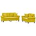 Set di Divani 2 pz con Cuscini Giallo in Velluto - Foto miniatura 1
