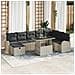 Set di 9 Pezzi di Divano da Giardino con Cuscini Grigio Chiaro Polyrattan - Foto miniatura 2