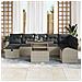 Set di 9 Pezzi di Divano da Giardino con Cuscini Grigio Chiaro Polyrattan - Foto miniatura 3