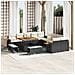 Set divano da giardino 13 pezzi con cuscini Nero Polyrattan Acacia, Set da giardino 3 pezzi con cuscini Nero Polyrattan Acacia - Foto miniatura 2