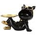 Scultura Cane Buddy Svuotatasche In Resina Nera E Metallo Oro - Foto miniatura 1