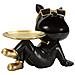 Scultura Cane Buddy Svuotatasche In Resina Nera E Metallo Oro - Foto miniatura 2