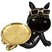 Scultura Cane Buddy Svuotatasche In Resina Nera E Metallo Oro - Foto miniatura 3