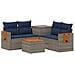 Set di divani 6 pz Grigio e Blu Navy Rattan sintetico e Acciaio - Foto miniatura 1