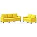 Set Di Divani 2 Pz Con Cuscini Giallo Chiaro In Tessuto - Foto miniatura 2