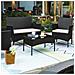 Set Salotto Completo Divano Poltrone Tavolino In Rattan Arredo Giardino Nero - Foto miniatura 2
