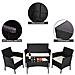 Set Salotto Completo Divano Poltrone Tavolino In Rattan Arredo Giardino Nero - Foto miniatura 4