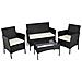 Set Salotto Completo Divano Poltrone Tavolino In Rattan Arredo Giardino Nero - Foto miniatura 1