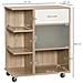 Carrello Da Cucina Portavivande Con Cassetto, Ripiani E Armadietto In Legno, Acciaio E Vetro, 65x39x80cm - Foto miniatura 3