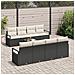 Set Divano da Giardino 9 Pezzi con Cuscini Nero Polyrattan - Foto miniatura 3
