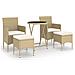 Set Bistrot da Giardino 5 pz Polyrattan e Vetro Temperato Beige - Foto miniatura 1