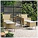 Set Bistrot da Giardino 5 pz Polyrattan e Vetro Temperato Beige - Foto miniatura 2