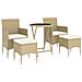 Set Bistrot da Giardino 5 pz Polyrattan e Vetro Temperato Beige - Foto miniatura 3