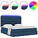 Letto con luci a strisce a LED Blu 200 x 200 cm Tessuto - Foto miniatura 4