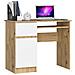 Scrivania per computer PIKSEL sinistro, 1 anta e 1 cassetto, 90x50x77 cm, Colore Quercia Artisan e Bianco - Foto miniatura 1