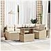 Set di divani da giardino 6 pezzi con cuscini beige in rattan sintetico - Foto miniatura 2