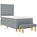 Letto a Molle con Materasso e Panchina Grigio Chiaro 100x200 cm Tessuto - Foto miniatura 8