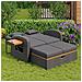 Set Di Sedie A Sdraio Da Giardino Per 2 Persone, Rattan Grigio, Schienale Regolabile, Base Di Supporto - Foto miniatura 3