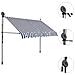 Tenda da Sole Retrattile Manuale con LED 300 cm Blu e Bianca - Foto miniatura 3