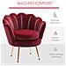 Poltrona Vintage Di Design In Velluto Rosso Scuro, Poltroncina Da Camera Con Schienale Alto 76x67x74cm - Foto miniatura 7
