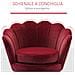 Poltrona Vintage Di Design In Velluto Rosso Scuro, Poltroncina Da Camera Con Schienale Alto 76x67x74cm - Foto miniatura 8