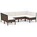 Set Divani Da Giardino 6 Pz Con Cuscini In Polyrattan Marrone - Foto miniatura 2