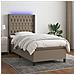 Letto a Molle con Materasso e LED Tortora 100x200cm in Tessuto - Foto miniatura 5