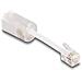 Cavo telefonico da RJ10 maschio per RJ10 femmina con cavo di collegamento da 30 mm trasparente / bianco - Foto miniatura 1