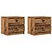 Comodini 2 Pz Legno Antico 50x40x43.5 Cm In Legno Multistrato - Foto miniatura 2