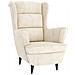 Poltrona Con Schienale Ad Ala Con Poggiapiedi Crema In Velluto - Foto miniatura 2