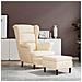 Poltrona Con Schienale Ad Ala Con Poggiapiedi Crema In Velluto - Foto miniatura 8