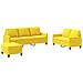 Set Di Divani 3 Pz Con Cuscini Giallo Chiaro In Tessuto - Foto miniatura 1