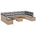 Set da Divano da Giardino da 11 Pezzi con Cuscini Beige in Polyrattan Acacia - Foto miniatura 1