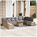Set da Divano da Giardino da 11 Pezzi con Cuscini Beige in Polyrattan Acacia - Foto miniatura 2