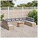 Set da Divano da Giardino da 11 Pezzi con Cuscini Beige in Polyrattan Acacia - Foto miniatura 3