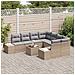 Set Divano da Giardino 9 Pezzi con Cuscini Beige Polyrattan - Foto miniatura 3