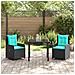 Set da Pranzo per Giardino 3 pcs Nero Poly Rattan - Foto miniatura 4