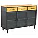 Credenza In Vetro, Metallo E Legno 3 Cassetti Nero 120x35x79,5h Cm - Foto miniatura 1