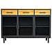 Credenza In Vetro, Metallo E Legno 3 Cassetti Nero 120x35x79,5h Cm - Foto miniatura 2