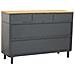 Credenza In Vetro, Metallo E Legno 3 Cassetti Nero 120x35x79,5h Cm - Foto miniatura 4