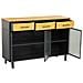Credenza In Vetro, Metallo E Legno 3 Cassetti Nero 120x35x79,5h Cm - Foto miniatura 5