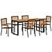 Set da Pranzo per Giardino 7 pcs Nero e Marrone polyrattan - Foto miniatura 1