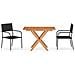 Set da Pranzo Giardino 3 pz Polyrattan e Massello Acacia Nero - Foto miniatura 1