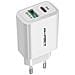 Caricatore Da Muro 38w Doppio Usb-a Qc 3.0 + Usb-c Power Delivery Bianco - Foto miniatura 1