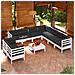Set Divani Da Giardino 10 Pz Con Cuscini Bianchi Legno Di Pino - Foto miniatura 1